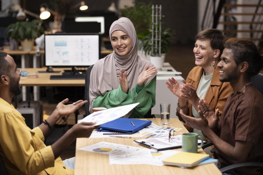 Work place scene during Ramadan